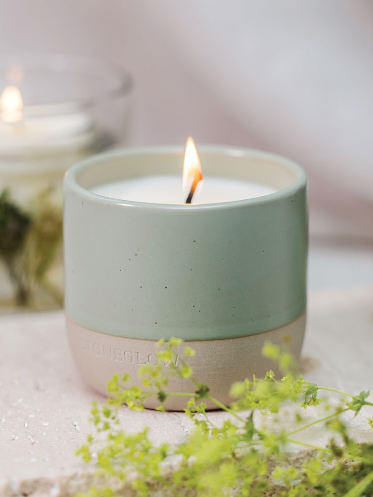 Stoneglow Elements Earth Apple & Lime Ceramic Scented Candle - Image 2 of 2