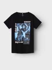 Name It Black Black Wednesday Addams logo T Shirt - Image 2 of 3