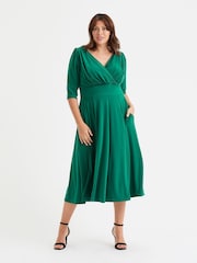Scarlett & Jo Green Helena Solid Midi Dress - Image 1 of 4