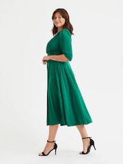 Scarlett & Jo Green Helena Solid Midi Dress - Image 3 of 4
