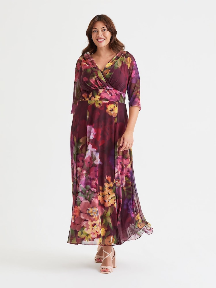 Scarlett & Jo Pink Verity Print Maxi Gown - Image 1 of 4