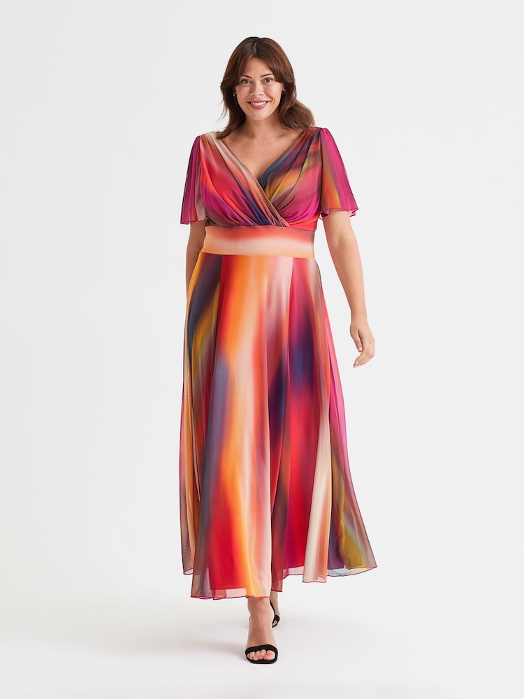 Scarlett & Jo Pink Ombre Curve Isabelle Angel Sleeve Maxi Dress - Image 1 of 4