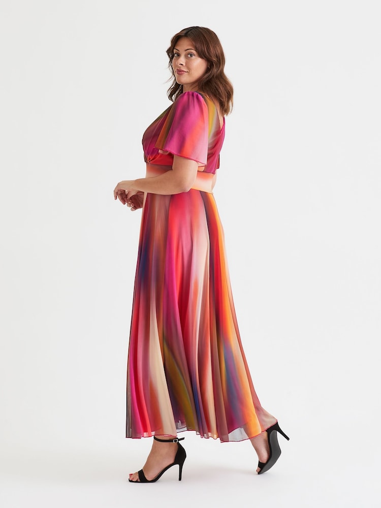 Scarlett & Jo Pink Ombre Curve Isabelle Angel Sleeve Maxi Dress - Image 3 of 4