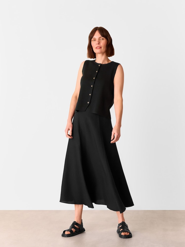Whistles Black Lucy Button Front Knit Tank - Image 1 of 5