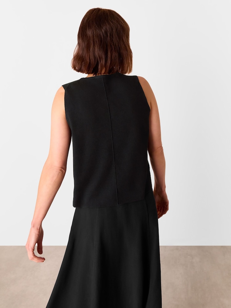 Whistles Black Lucy Button Front Knit Tank - Image 2 of 5