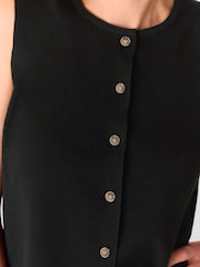 Whistles Black Lucy Button Front Knit Tank - Image 4 of 5