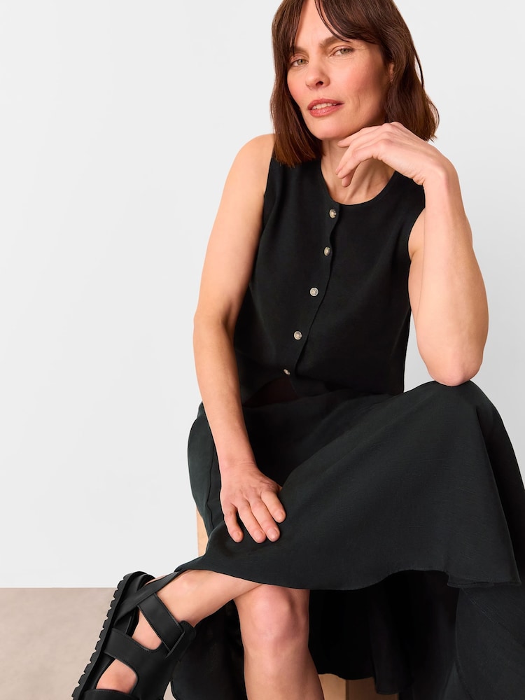 Whistles Black Lucy Button Front Knit Tank - Image 5 of 5