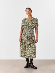 Whistles White Petite Abstract Squares Midi Dress - Image 1 of 5