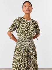 Whistles White Petite Abstract Squares Midi Dress - Image 3 of 5