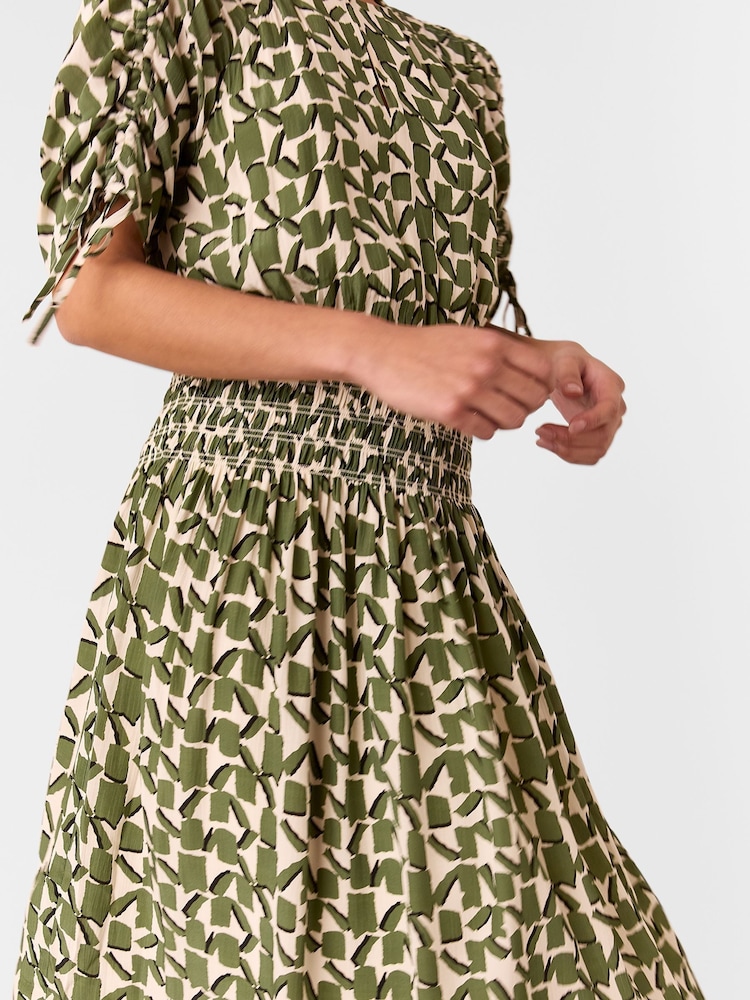 Whistles White Petite Abstract Squares Midi Dress - Image 5 of 5