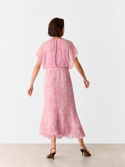 Whistles Pink Dashed Brush Marks Midi Dress - Image 2 of 5