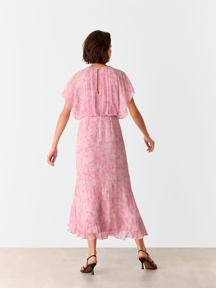 Whistles Pink Dashed Brush Marks Midi Dress - Image 2 of 5