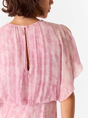 Whistles Pink Dashed Brush Marks Midi Dress - Image 3 of 5