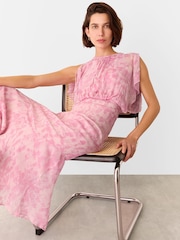 Whistles Pink Dashed Brush Marks Midi Dress - Image 4 of 5