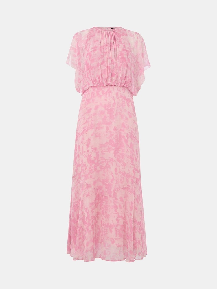 Whistles Pink Dashed Brush Marks Midi Dress - Image 5 of 5