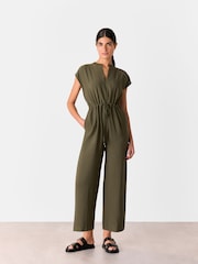 Verde - Whistles Petite Sleeveless Drawstring Jumpsuit - Imagen 1 de 5
