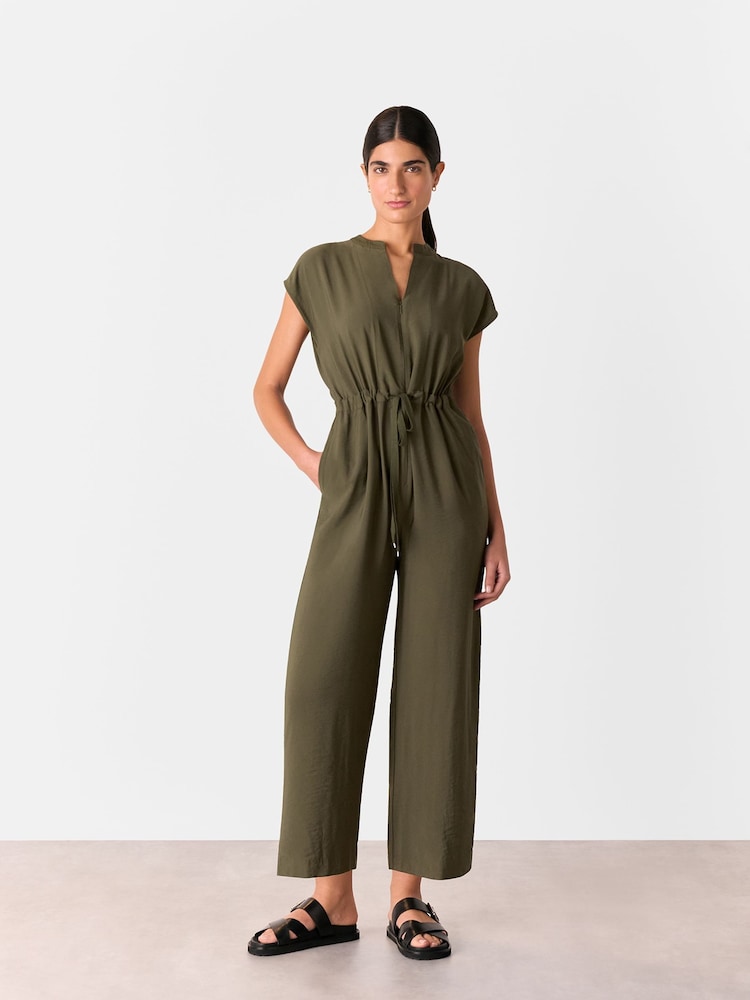 Verde - Whistles Petite Sleeveless Drawstring Jumpsuit - Imagen 1 de 5
