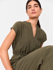 Verde - Whistles Petite Sleeveless Drawstring Jumpsuit - Imagen 3 de 5