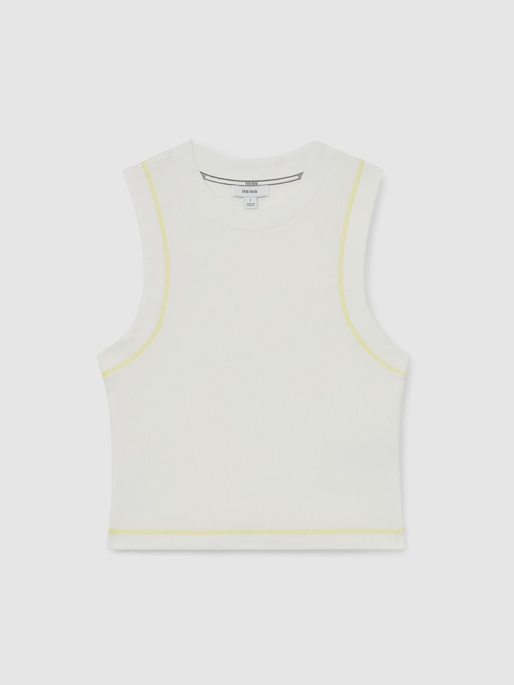 Reiss White Lea Stretch-Cotton Ribbed Vest - Image 2 of 6