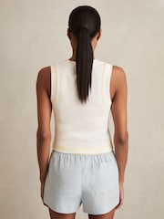 Reiss White Lea Stretch-Cotton Ribbed Vest - Image 5 of 6