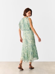 Whistles Green Dashed Brush Marks Midi Dress - Image 2 of 5