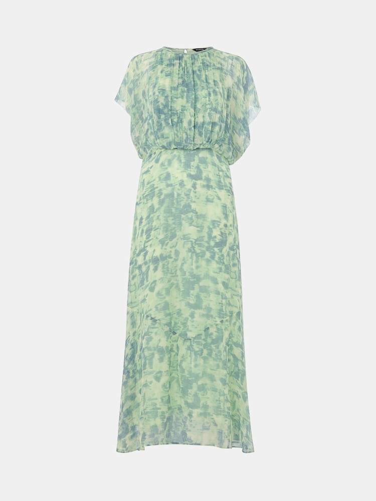 Whistles Green Dashed Brush Marks Midi Dress - Image 5 of 5