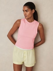 Reiss Pink Lea Stretch-Cotton Ribbed Vest - Image 1 of 5