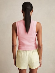 Reiss Pink Lea Stretch-Cotton Ribbed Vest - Image 3 of 5