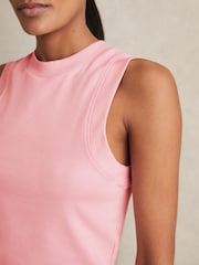 Reiss Pink Lea Stretch-Cotton Ribbed Vest - Image 4 of 5