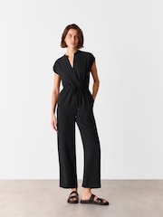 Negro - Whistles Petite Sleeveless Drawstring Jumpsuit - Imagen 1 de 4