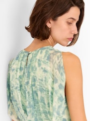 Whistles Green Petite Dashed Brush Marks Midi Dress - Image 4 of 5