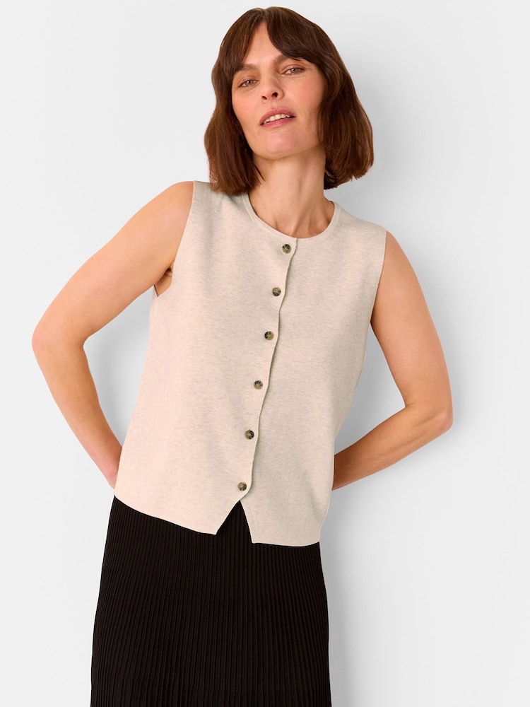 Whistles Cream Lucy Button Front Knit Tank - Image 1 of 5