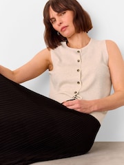 Whistles Cream Lucy Button Front Knit Tank - Image 3 of 5