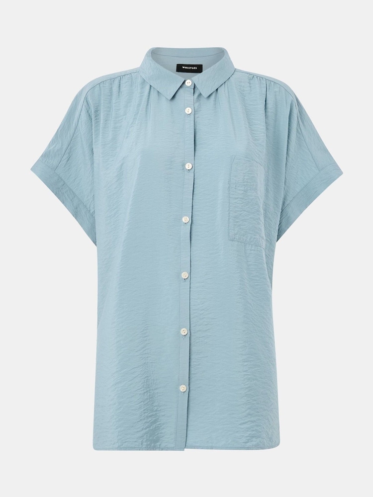 Whistles Blue Nicola Button Through Shirt - Image 5 of 5