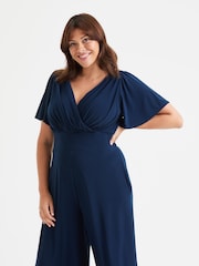 Azul - Scarlett & Jo Solid Wrap Lounge Jumpsuit - Imagen 2 de 4