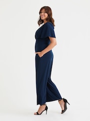 Azul - Scarlett & Jo Solid Wrap Lounge Jumpsuit - Imagen 3 de 4