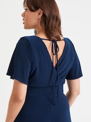 Azul - Scarlett & Jo Solid Wrap Lounge Jumpsuit - Imagen 4 de 4
