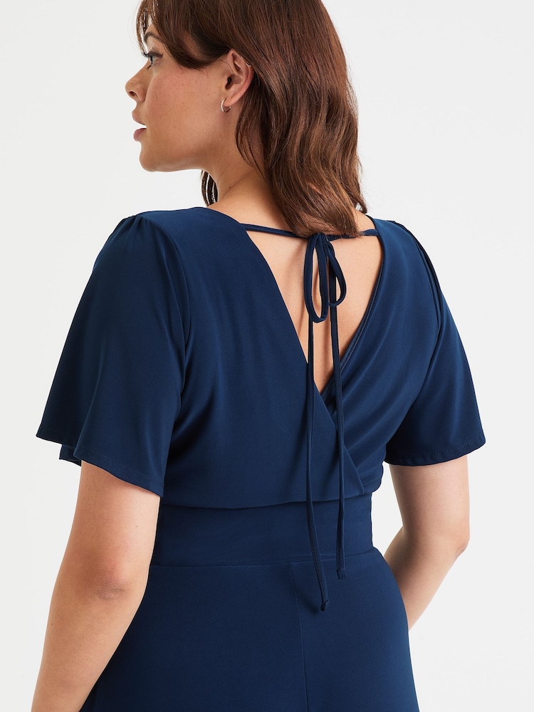 Azul - Scarlett & Jo Solid Wrap Lounge Jumpsuit - Imagen 4 de 4