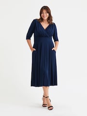 Scarlett & Jo Blue Helena Solid Midi Dress - Image 1 of 4