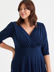 Scarlett & Jo Blue Helena Solid Midi Dress - Image 2 of 4