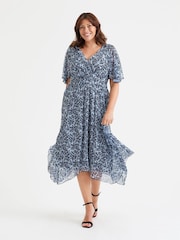 Scarlett & Jo Dark Blue Julie Hanky Hem Dress - Image 1 of 4