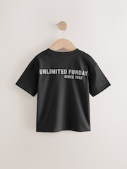 Black Slogan 100% Cotton Short Sleeve Back Print T-Shirt (3mths-7yrs) - Image 2 of 4