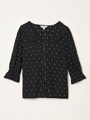 FatFace Etta Black Dobby Blouse - Image 1 of 1