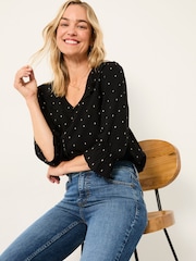 FatFace Etta Black Dobby Blouse - Image 4 of 5