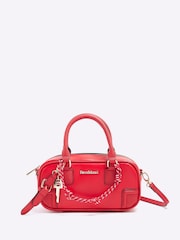 River Island Red Faux Leather Charm Bowler Bag - Image 1 of 7