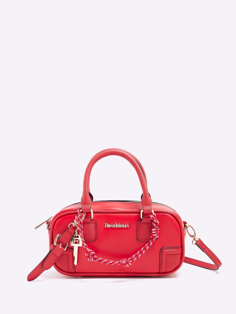River Island Red Faux Leather Charm Bowler Bag - Image 1 of 7 River Island Red Faux Leather Charm Bowler Bag - Image 1 of 7
