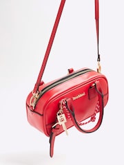 River Island Red Faux Leather Charm Bowler Bag - Image 4 of 7