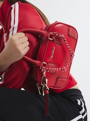 River Island Red Faux Leather Charm Bowler Bag - Image 7 of 7