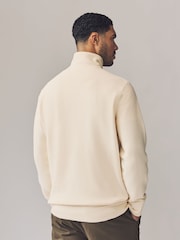 Кремовый - GANT Textured 100% Cotton Half Zip Jumper - Изображение 2 из 4