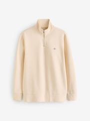 Кремовый - GANT Textured 100% Cotton Half Zip Jumper - Изображение 4 из 4